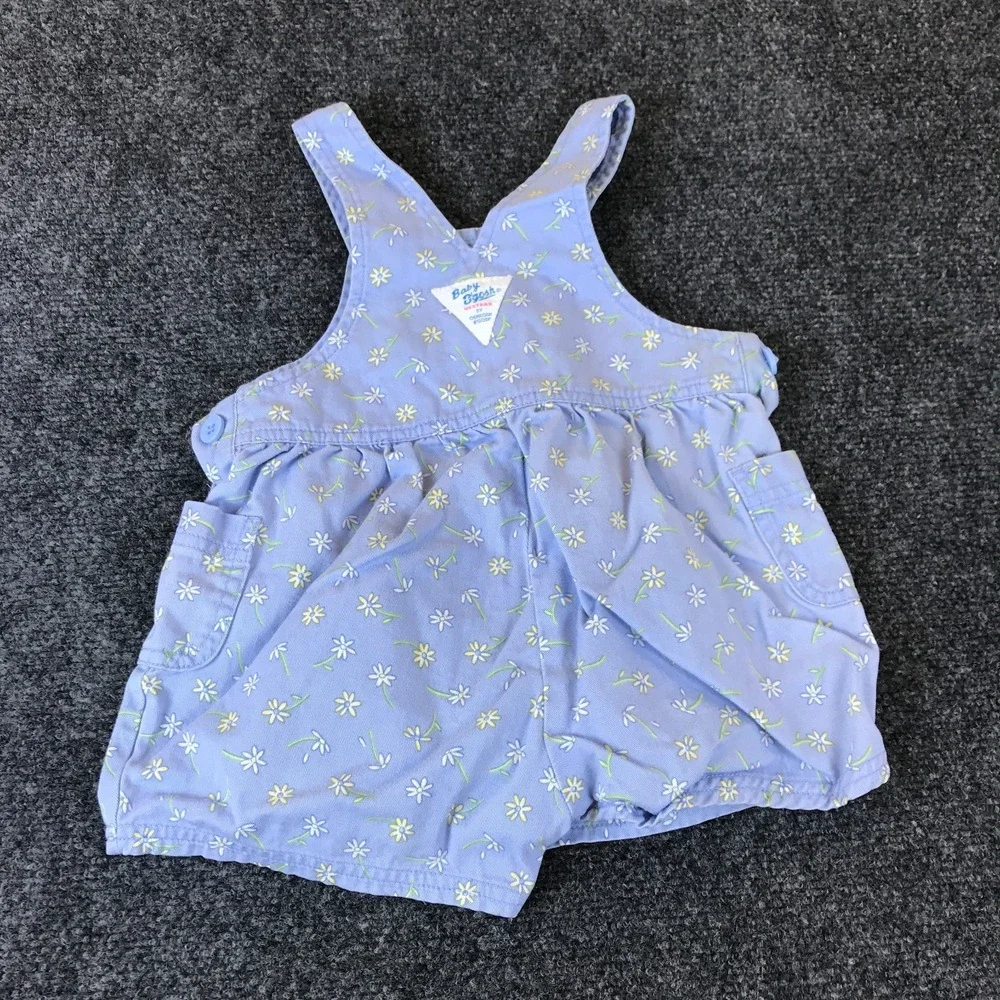 OshKosh B'gosh Overall Baby 12 Mos Blue Floral Print Adjustable Button Straps